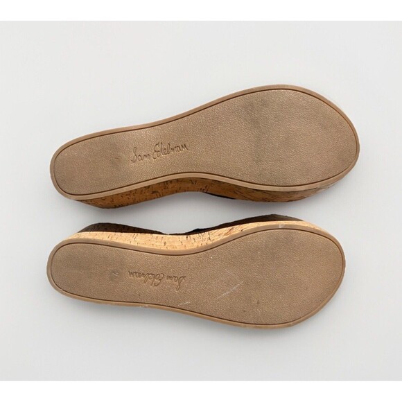 Sam Edelman Ramsey Black Sandals Womens Size 7.5 M Leather Upper Wedge Cork Heel - Picture 8 of 10